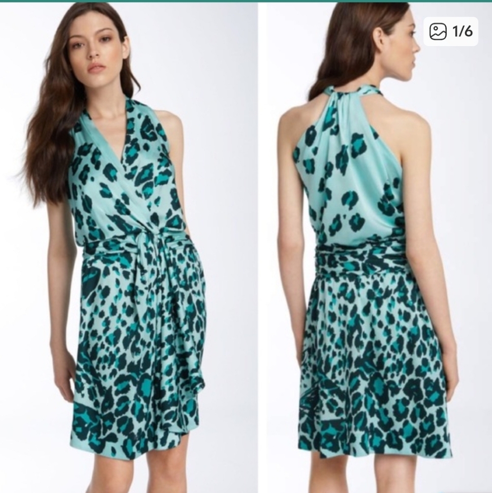 Diane Von‎ Furstenberg Moritz Silk Jersey Teal, Blue Sleeveless Dress, Size 2